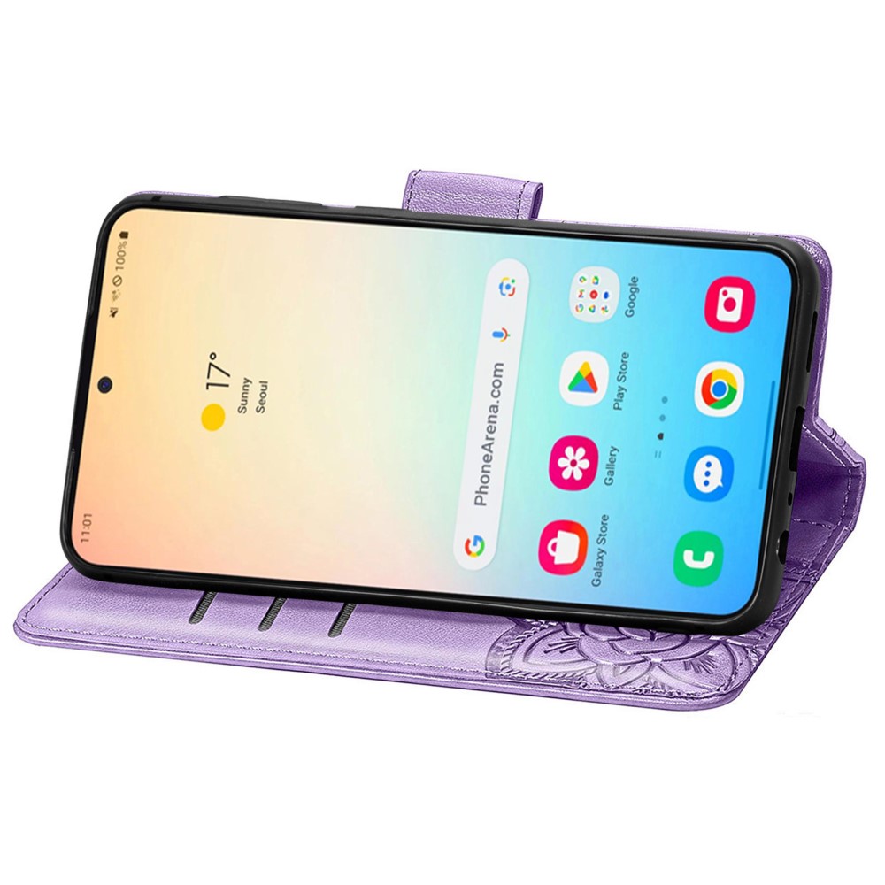  Samsung Galaxy S25 Plus Fodral Med Fjäril Tryck Lila