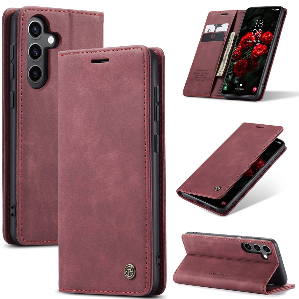 CASEME CASEME Samsung Galaxy S25 Plus Fodral Flip Retro Läder Röd