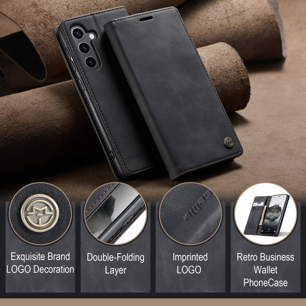 CASEME CASEME Samsung Galaxy S25 Plus Fodral Flip Retro Läder Svart