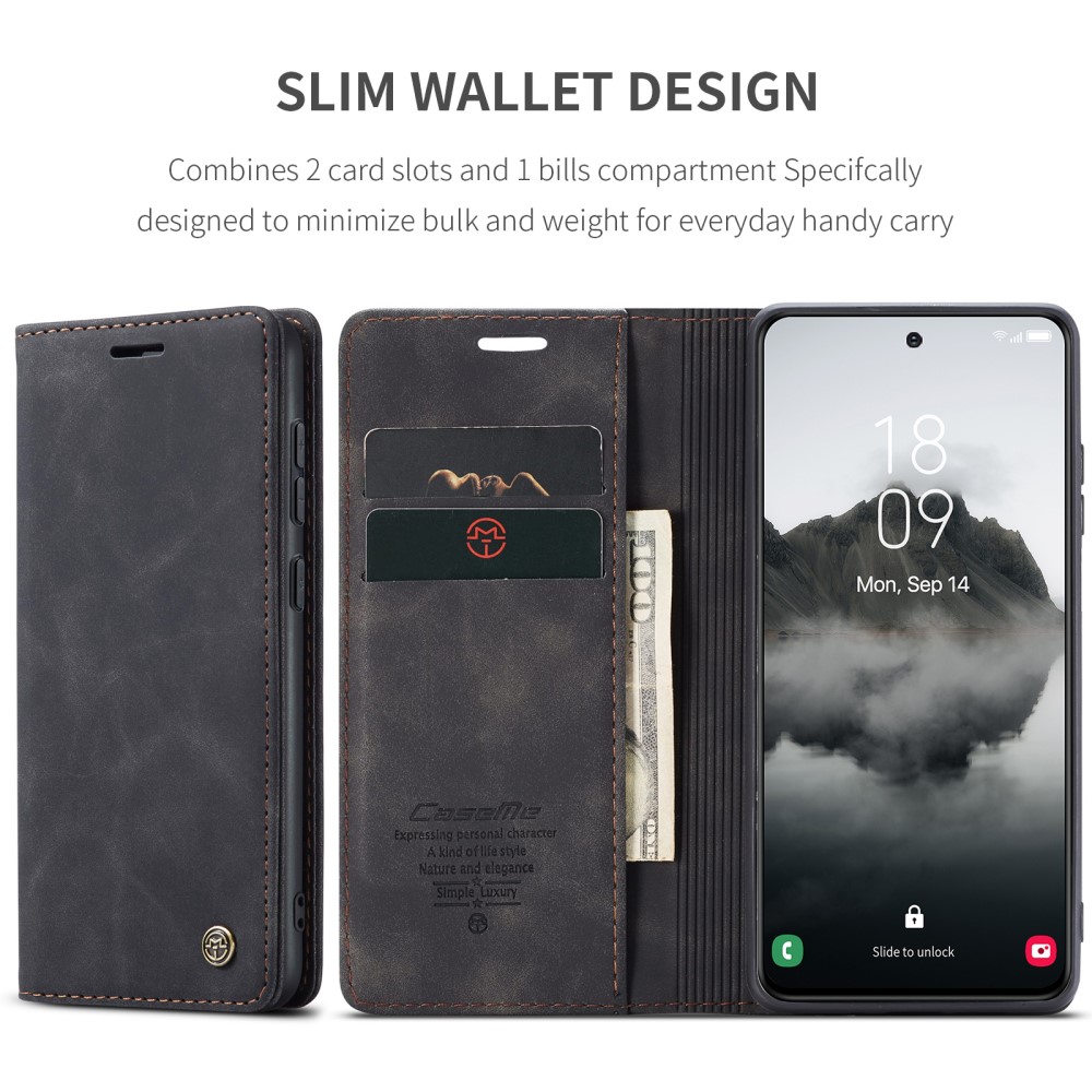 CASEME CASEME Samsung Galaxy S25 Plus Fodral Flip Retro Läder Svart