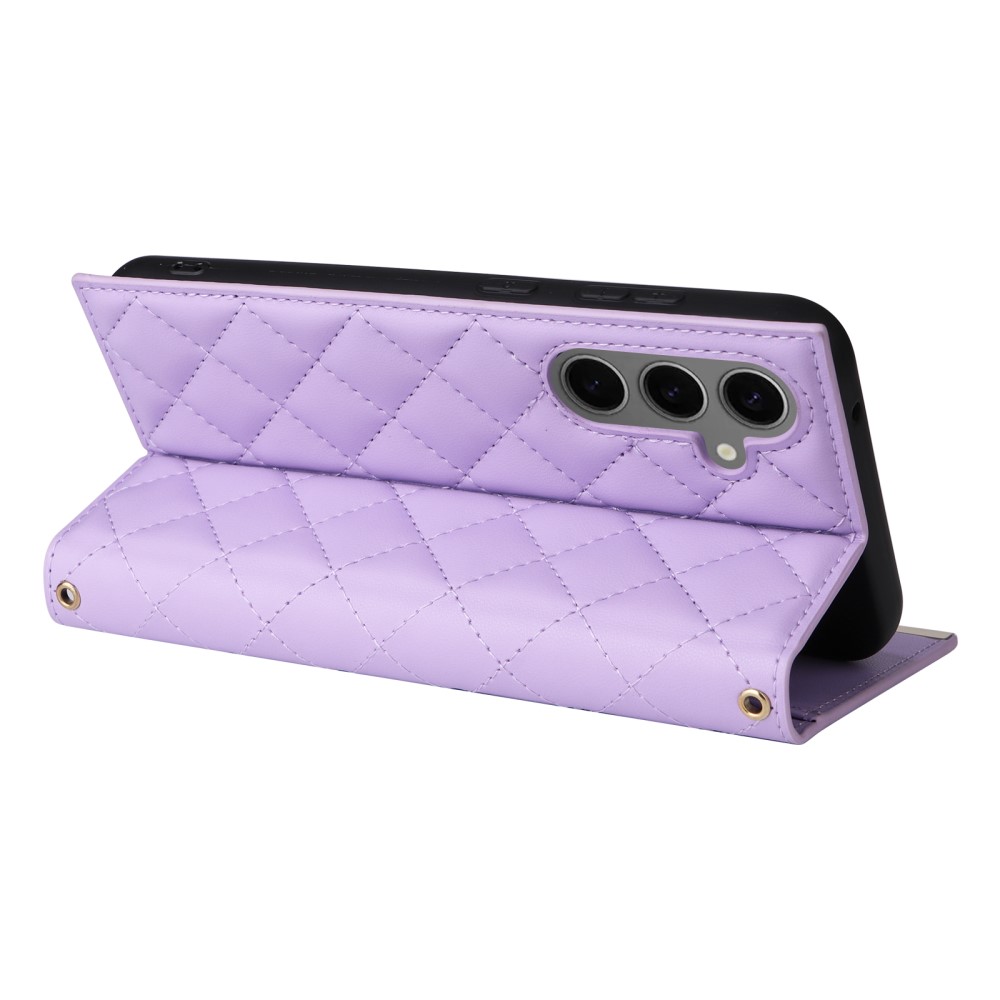  Samsung Galaxy S25 Plus Fodral Rhombus Läder Lila