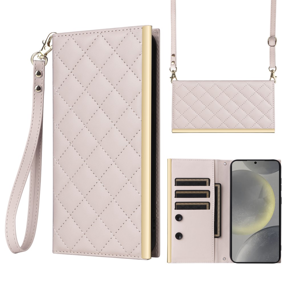  Samsung Galaxy S25 Plus Fodral Rhombus Läder Beige