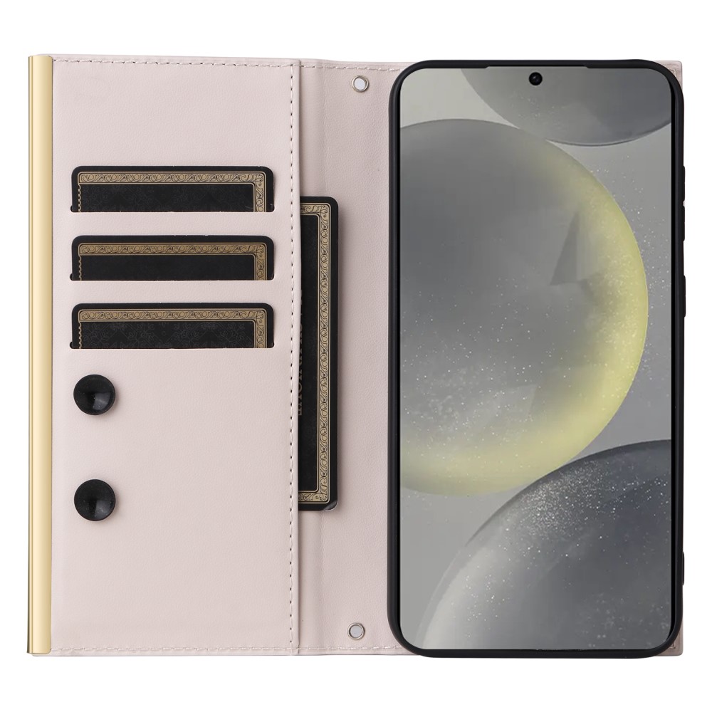  Samsung Galaxy S25 Plus Fodral Rhombus Läder Beige