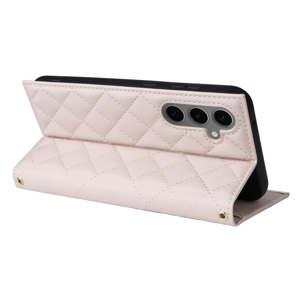  Samsung Galaxy S25 Plus Fodral Rhombus Läder Beige