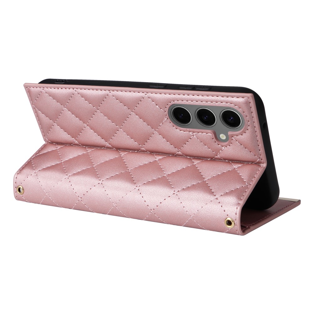  Samsung Galaxy S25 Plus Fodral Rhombus Läder Roséguld