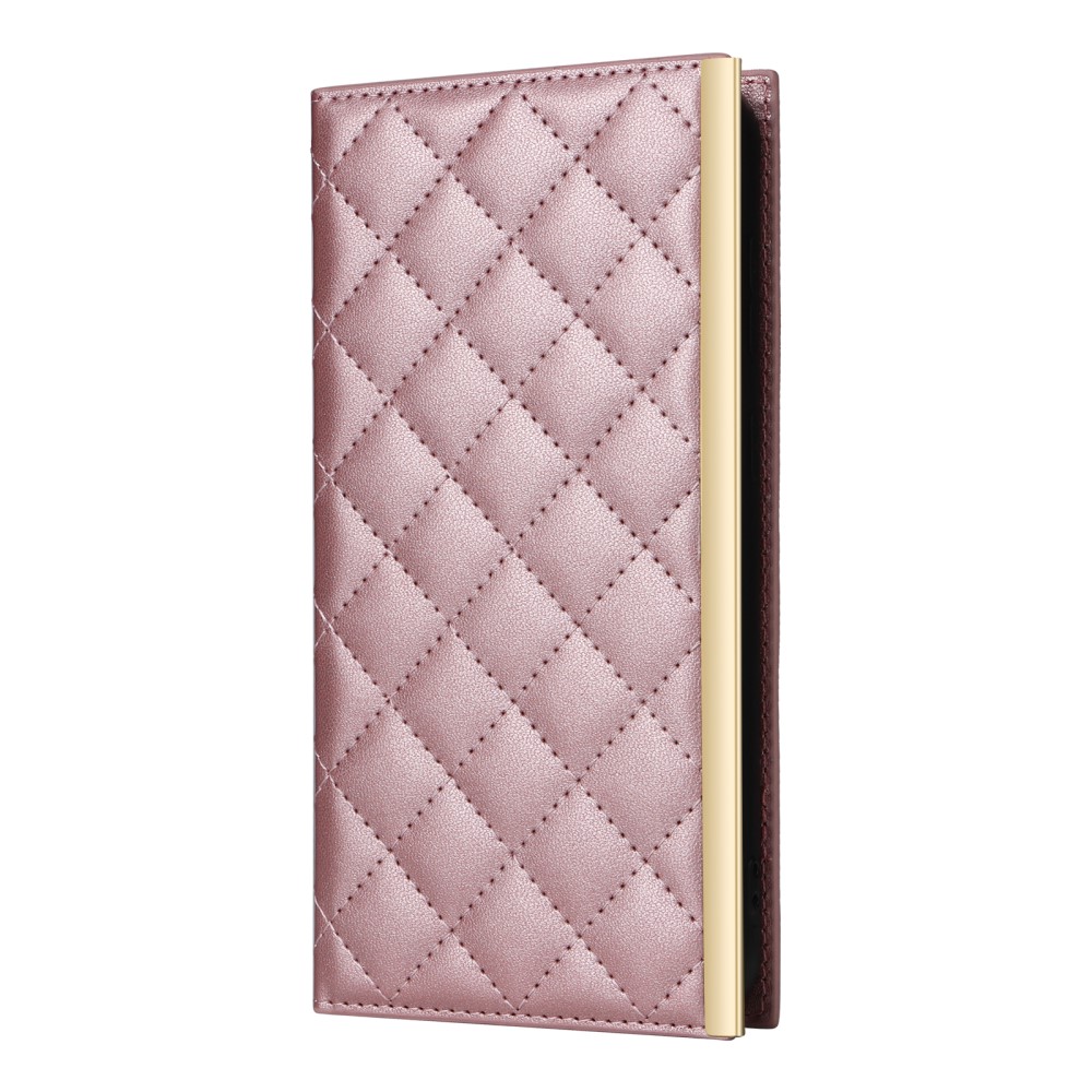  Samsung Galaxy S25 Plus Fodral Rhombus Läder Roséguld