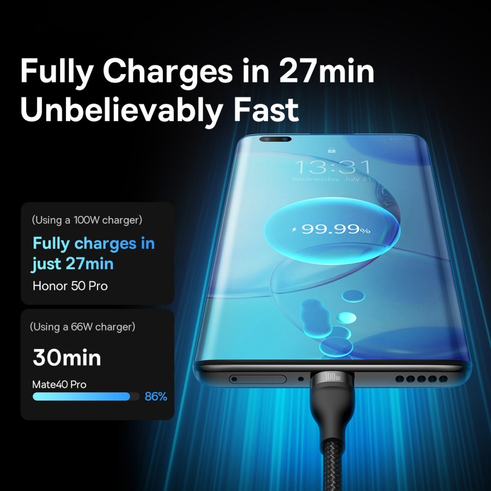BASEUS BASEUS 1.2 m 100W 3in1 USB-C/Lightning/MicroUSB Svart