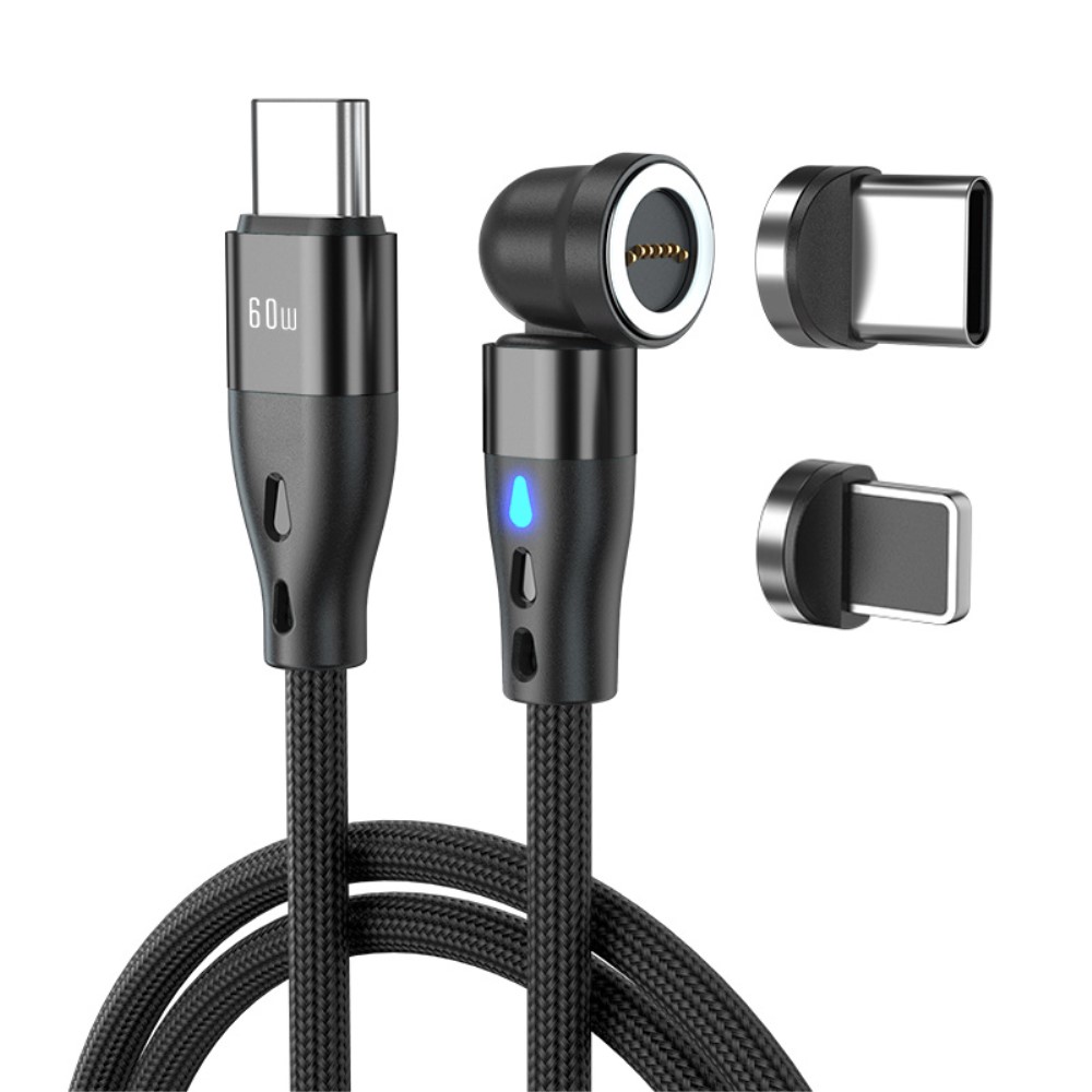 ENKAY ENKAY 1 m 2in1 PD 60W USB-C - Lightning/USB-C 360° Magnetkabel