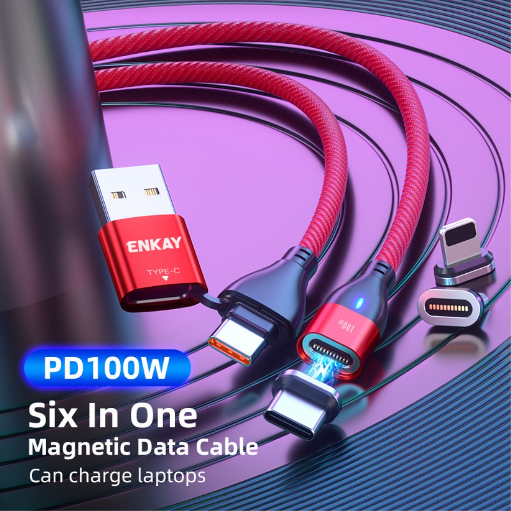 ENKAY ENKAY 2 m 6in1 PD 100W USB-C/USB-A - USB-C/Lightning/MicroUSB