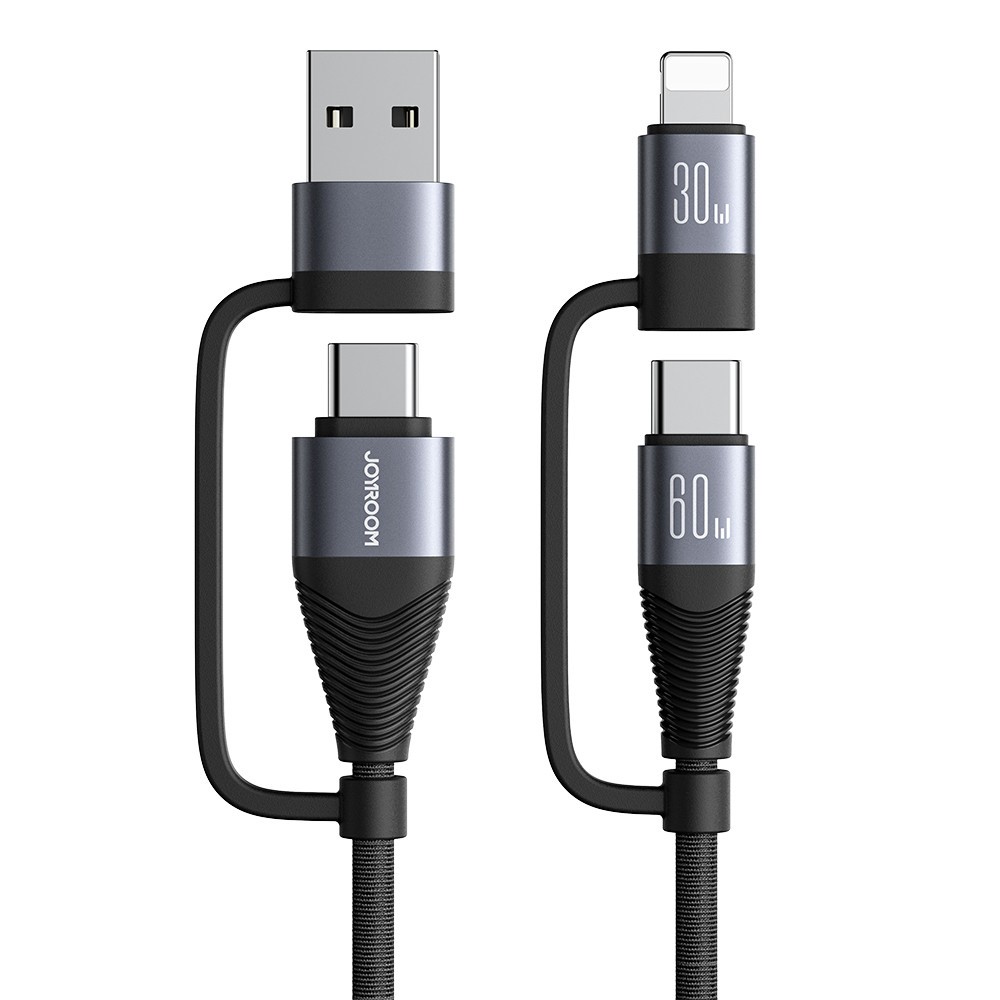 JOYROOM Joyroom 1.2 m 4in1 USB-C/USB-A - USB-C / Lightning Svart