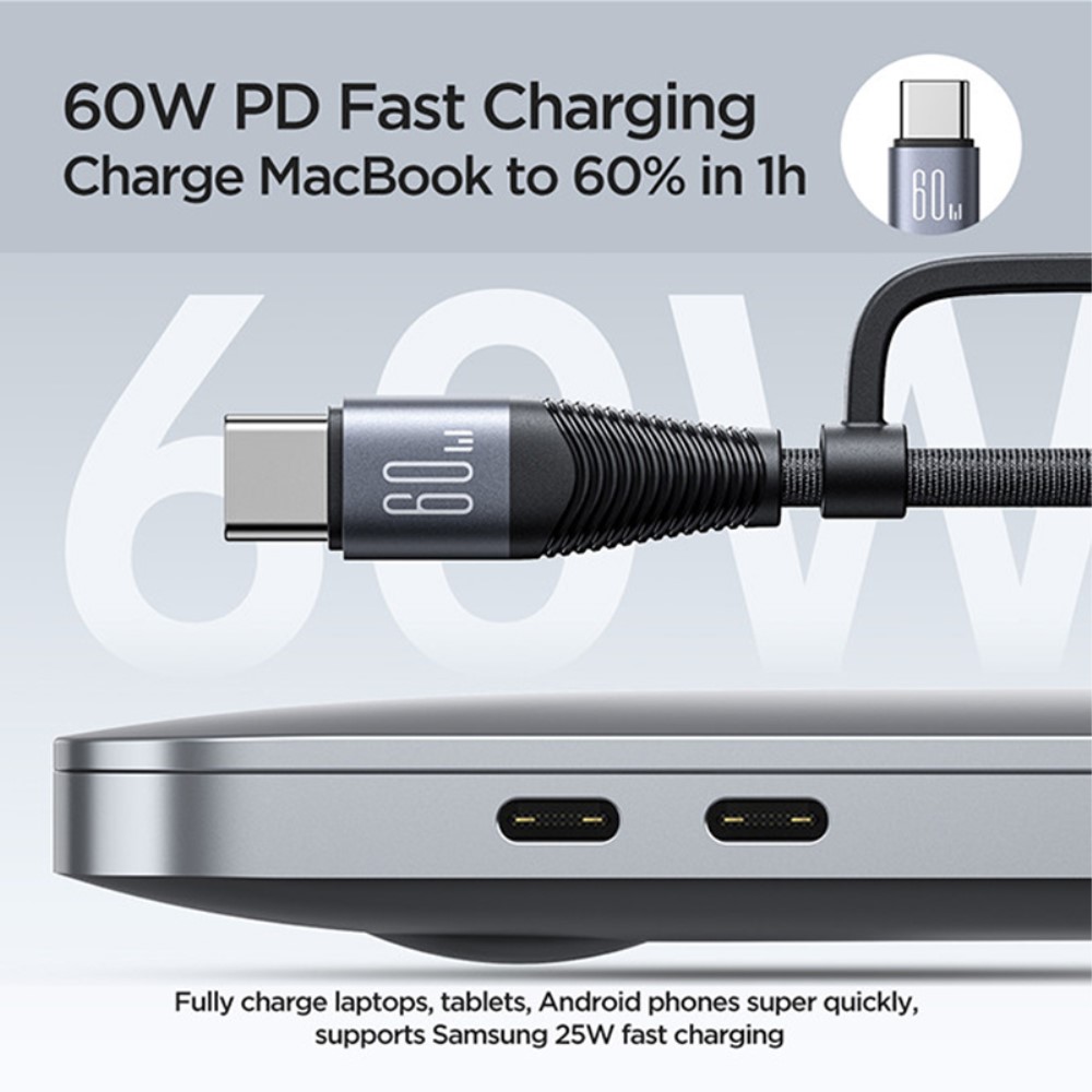 JOYROOM Joyroom 1.2 m 4in1 USB-C/USB-A - USB-C / Lightning Svart