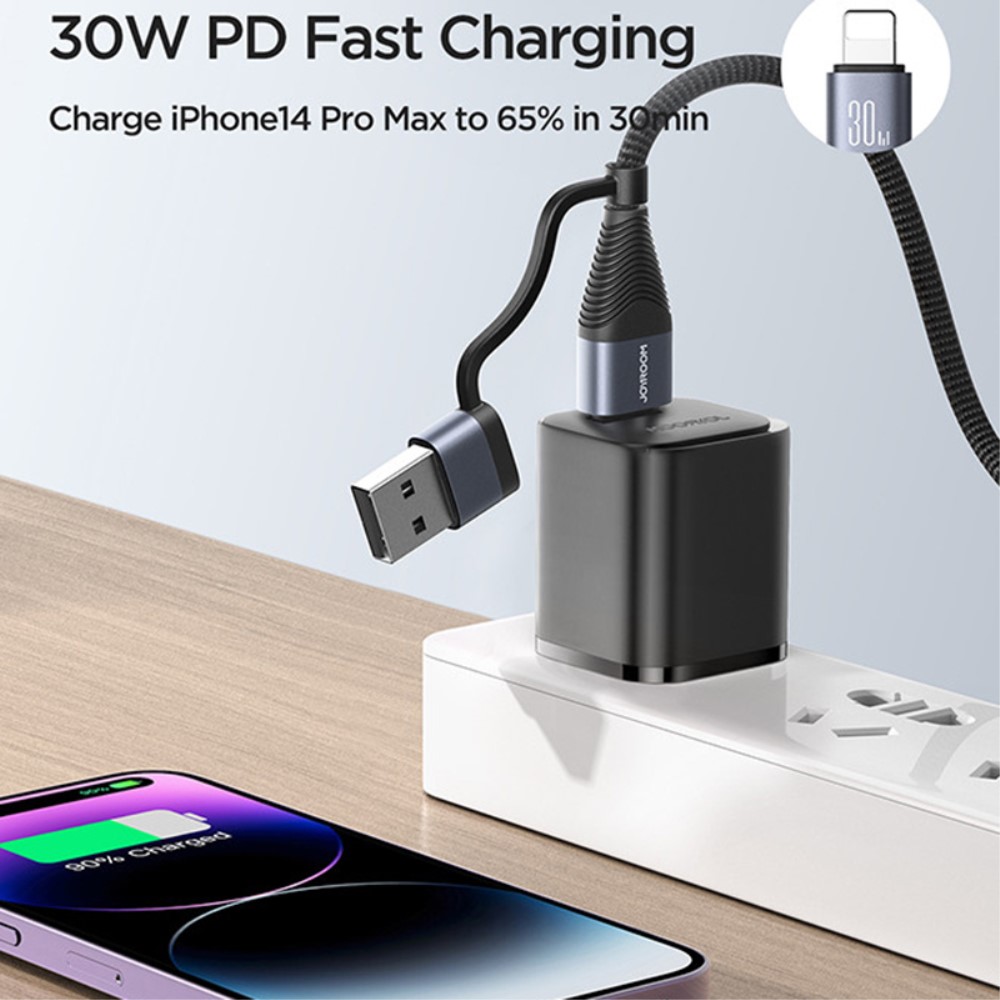 JOYROOM Joyroom 1.2 m 4in1 USB-C/USB-A - USB-C / Lightning Svart