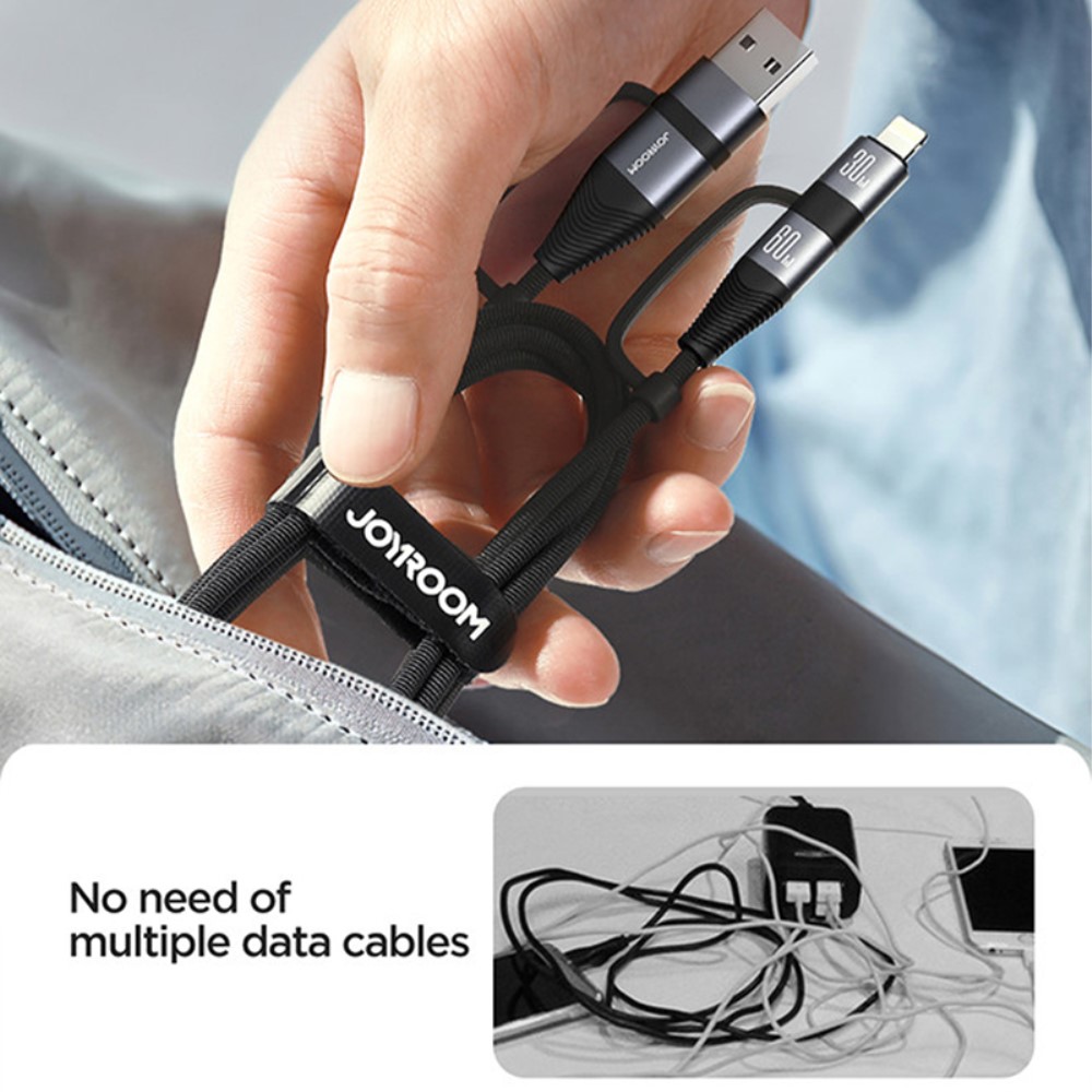 JOYROOM Joyroom 1.2 m 4in1 USB-C/USB-A - USB-C / Lightning Svart