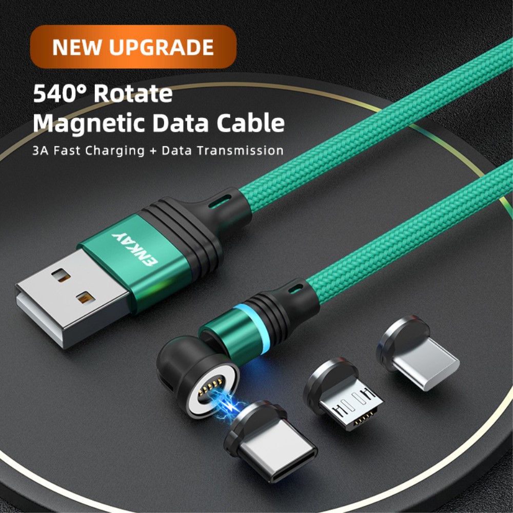 ENKAY ENKAY 1 m 3in1 USB-C / Lightning / MicroUSB 360° Magnetkabel