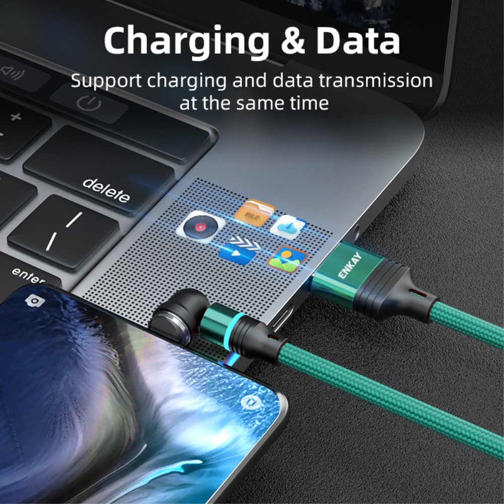 ENKAY ENKAY 1 m 3in1 USB-C / Lightning / MicroUSB 360° Magnetkabel