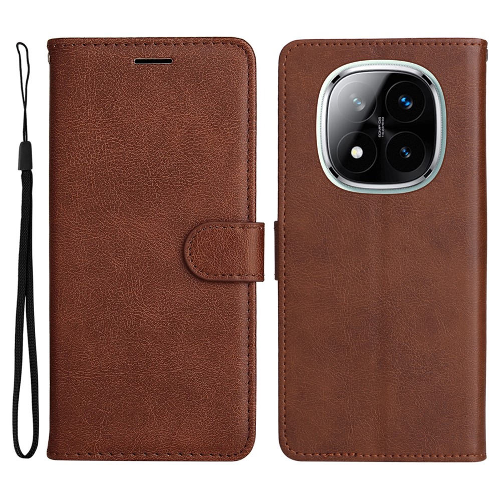  Xiaomi Redmi Note 14 Pro/Pro Plus 5G Fodral Solid Läder Brun