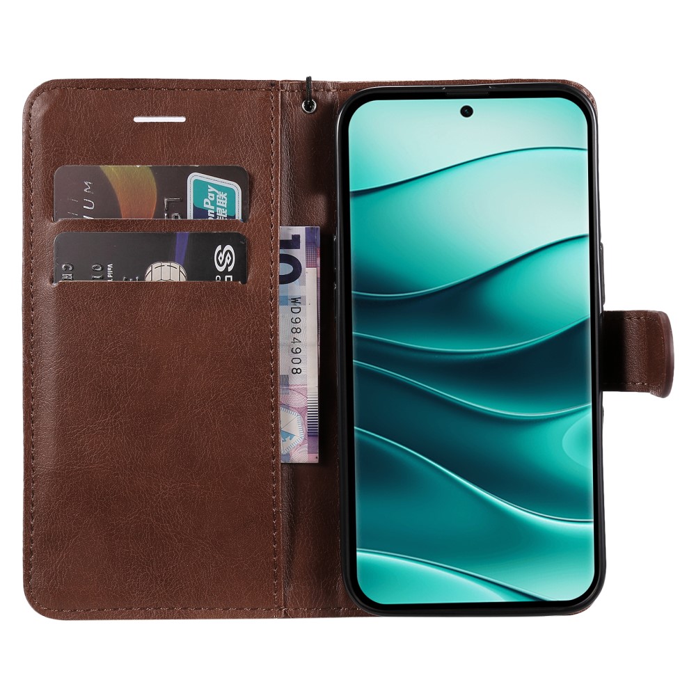  Xiaomi Redmi Note 14 Pro/Pro Plus 5G Fodral Solid Läder Brun