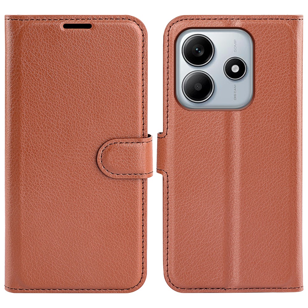  Xiaomi Redmi Note 14 5G Fodral Litchi Läder Brun