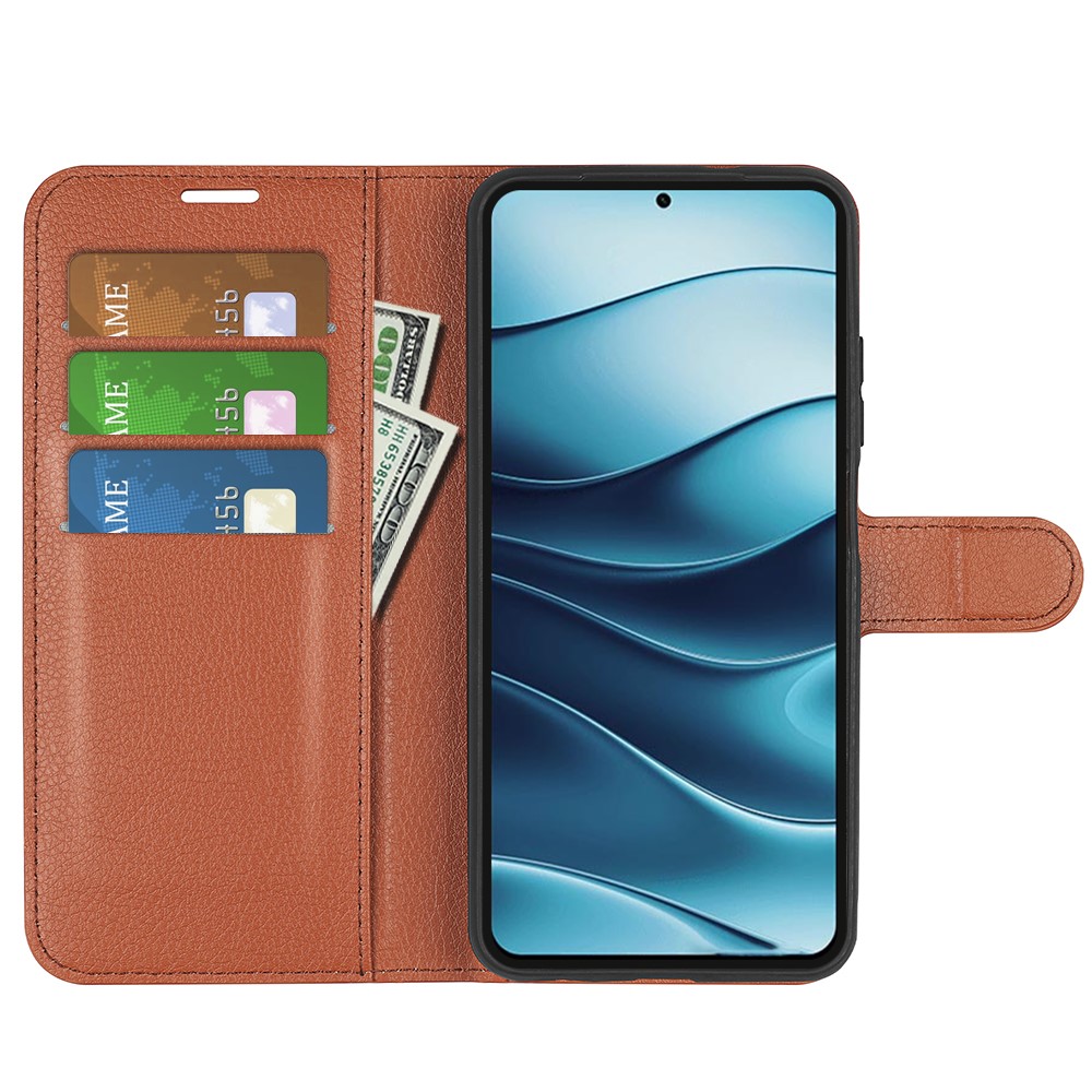  Xiaomi Redmi Note 14 5G Fodral Litchi Läder Brun