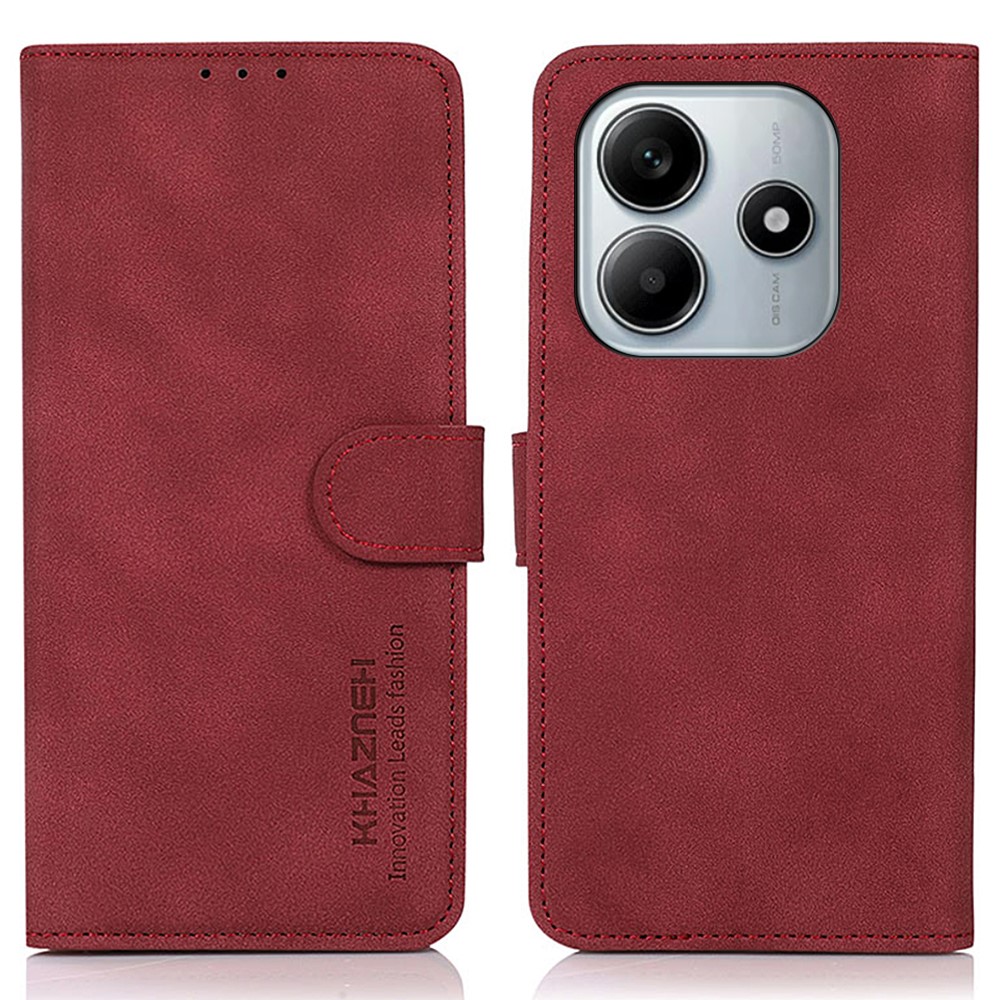 KHAZNEH KHAZNEH Xiaomi Redmi Note 14 4G Fodral Retro Läder Röd