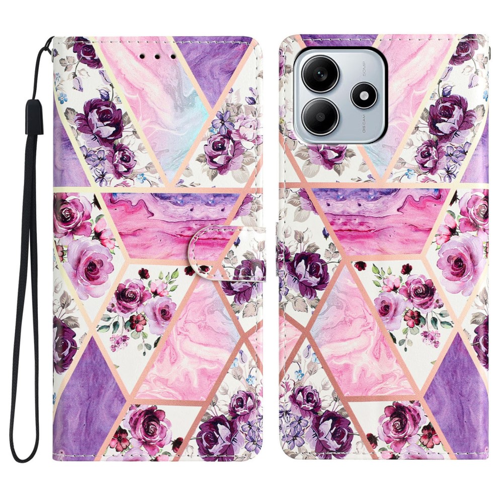  Xiaomi Redmi Note 14 5G Fodral Med Tryck Lila Blommor