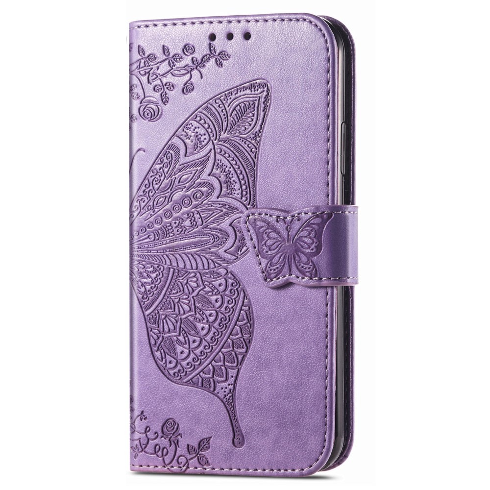  Xiaomi Redmi Note 14 5G Fodral Läder Fjäril Tryck Lila