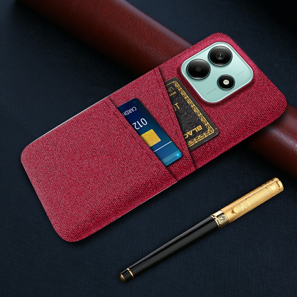  Xiaomi Redmi Note 14 5G Skal Med Kortfack Tygbelagt Röd