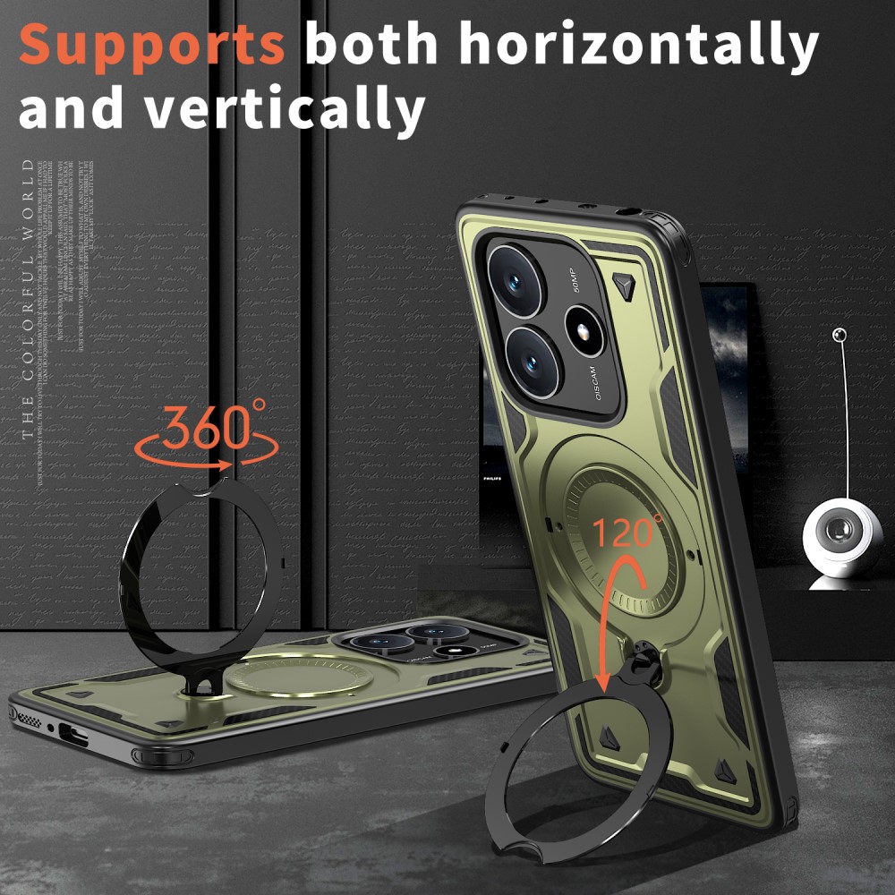  Xiaomi Redmi Note 14 5G Skal MagSafe Kickstand Hybrid Grön