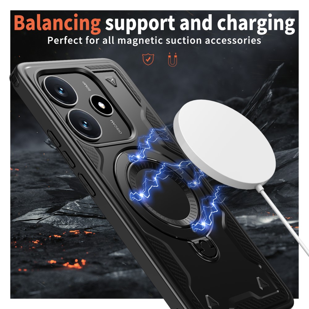 Xiaomi Redmi Note 14 5G Skal MagSafe Kickstand Hybrid Svart