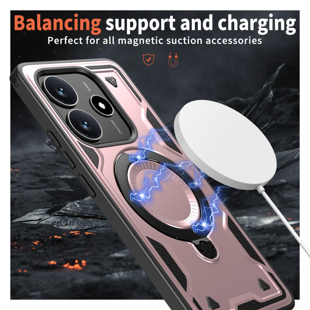  Xiaomi Redmi Note 14 5G Skal MagSafe Kickstand Hybrid Roséguld