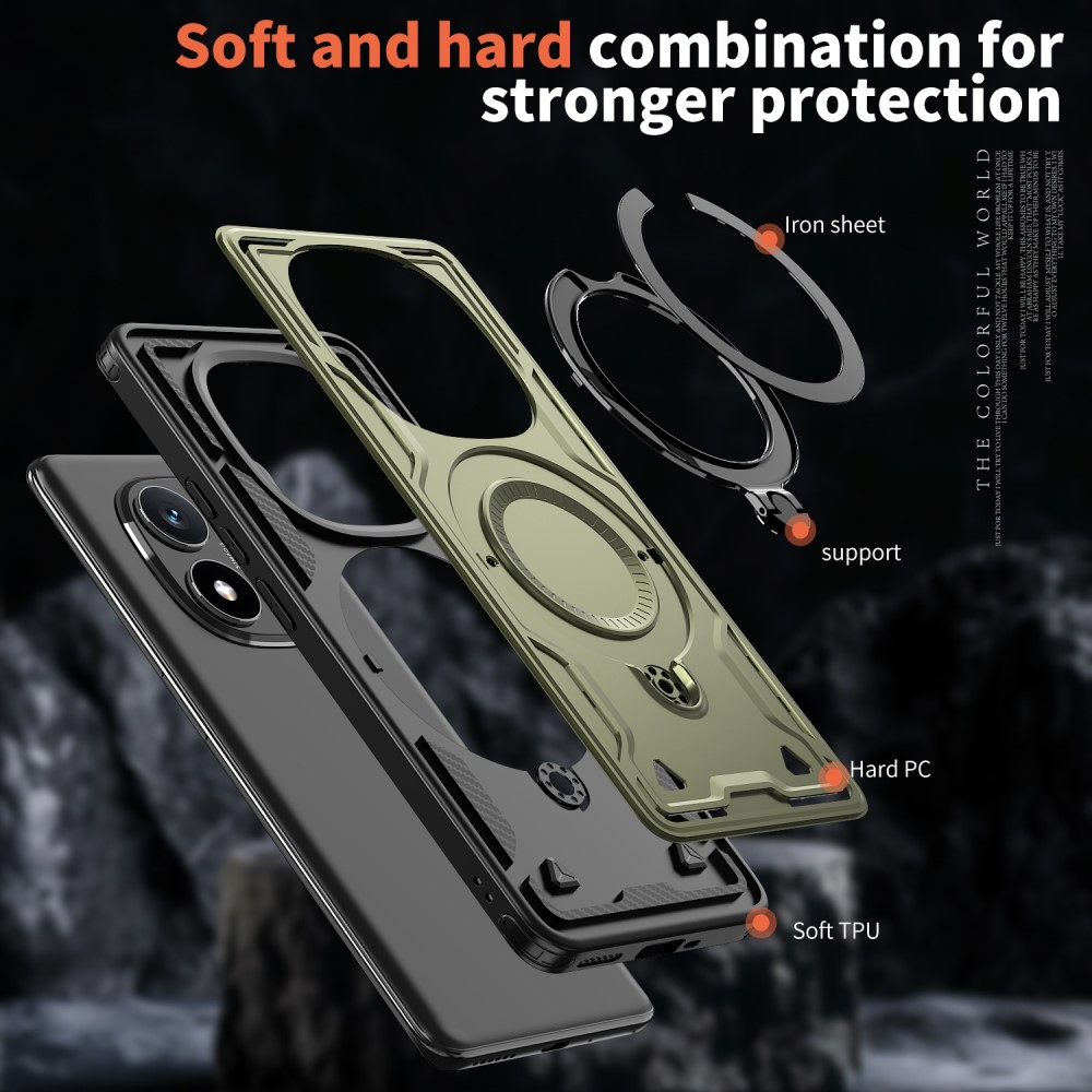 Xiaomi Redmi Note 14 Pro 5G Skal MagSafe Kickstand Hybrid Grön
