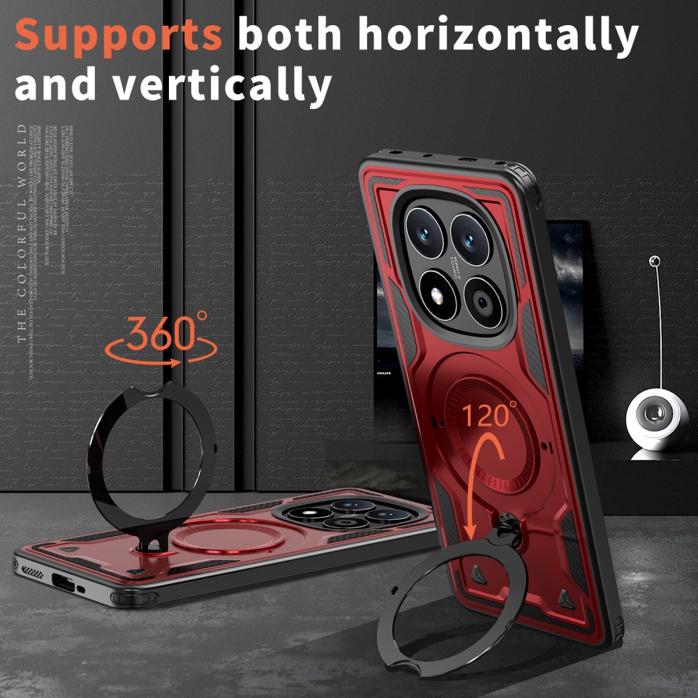  Xiaomi Redmi Note 14 Pro 5G Skal MagSafe Kickstand Hybrid Röd