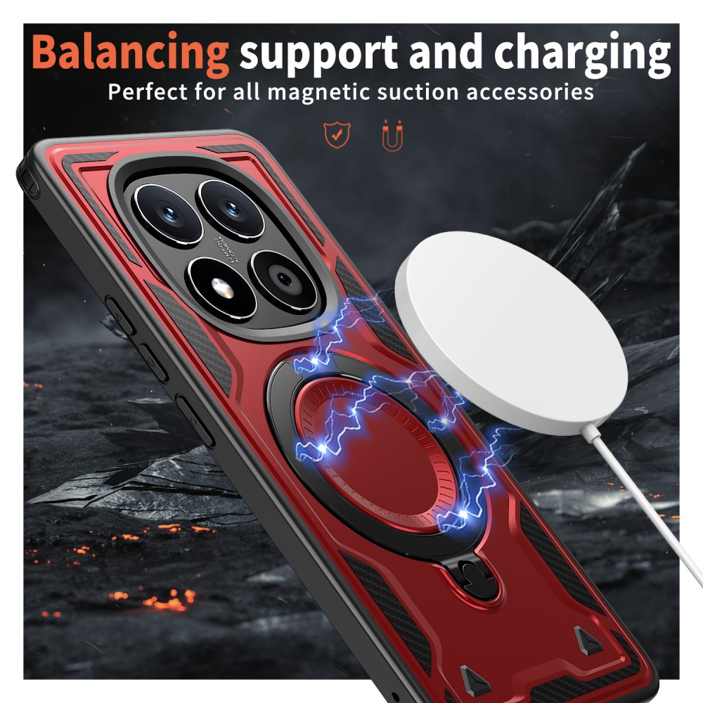  Xiaomi Redmi Note 14 Pro 5G Skal MagSafe Kickstand Hybrid Röd