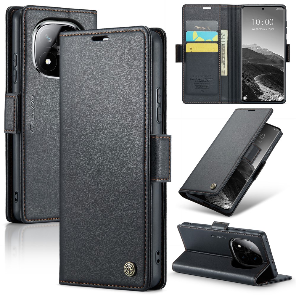 CASEME CASEME Redmi Note 14 Pro/Pro Plus 5G Fodral RFID Läder Svart