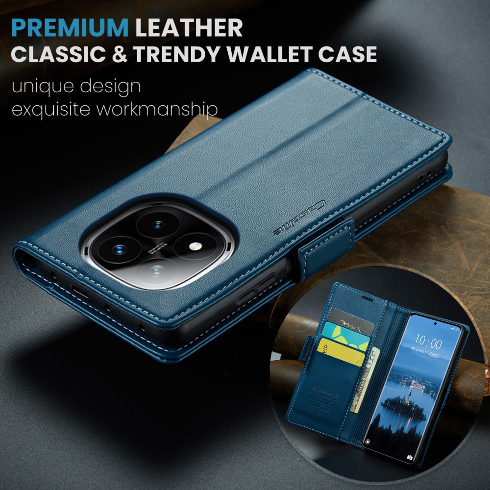 CASEME CASEME Redmi Note 14 Pro/Pro Plus 5G Fodral RFID Läder Blå