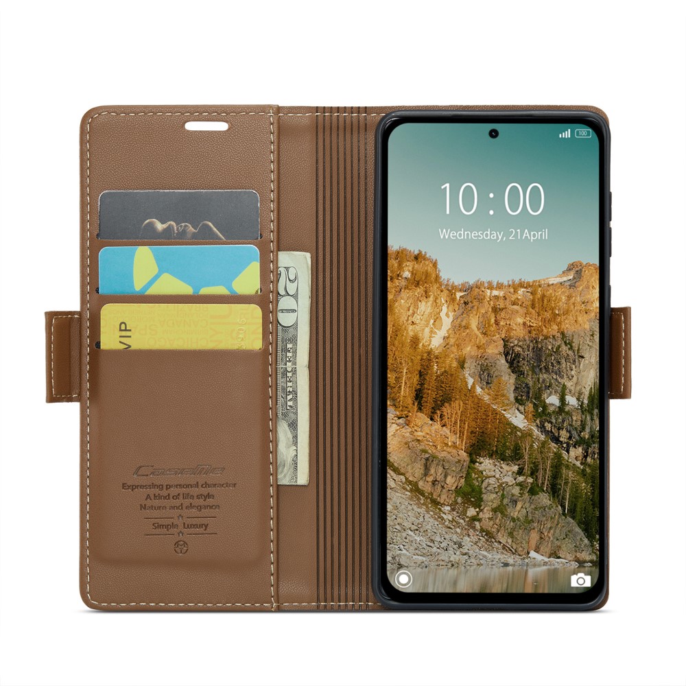 CASEME CASEME Xiaomi Redmi Note 14 5G Fodral RFID Läder Brun