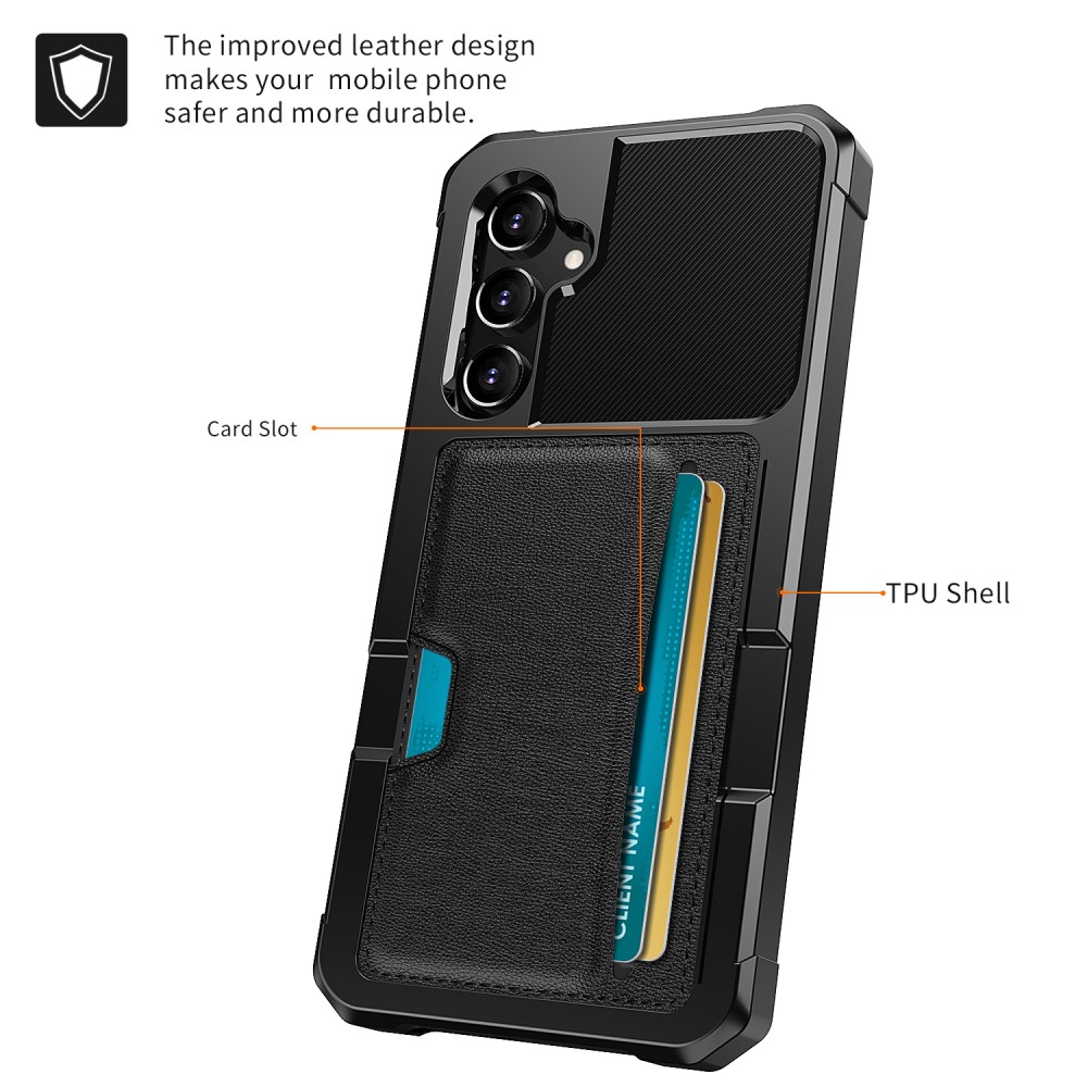  Samsung Galaxy S25 Skal Med Kortfack Läder Svart