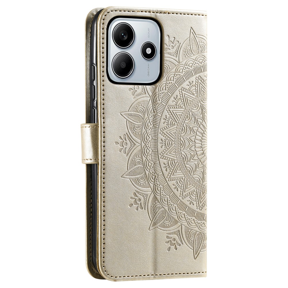  Xiaomi Redmi Note 14 5G Fodral Mandala Läder Guld