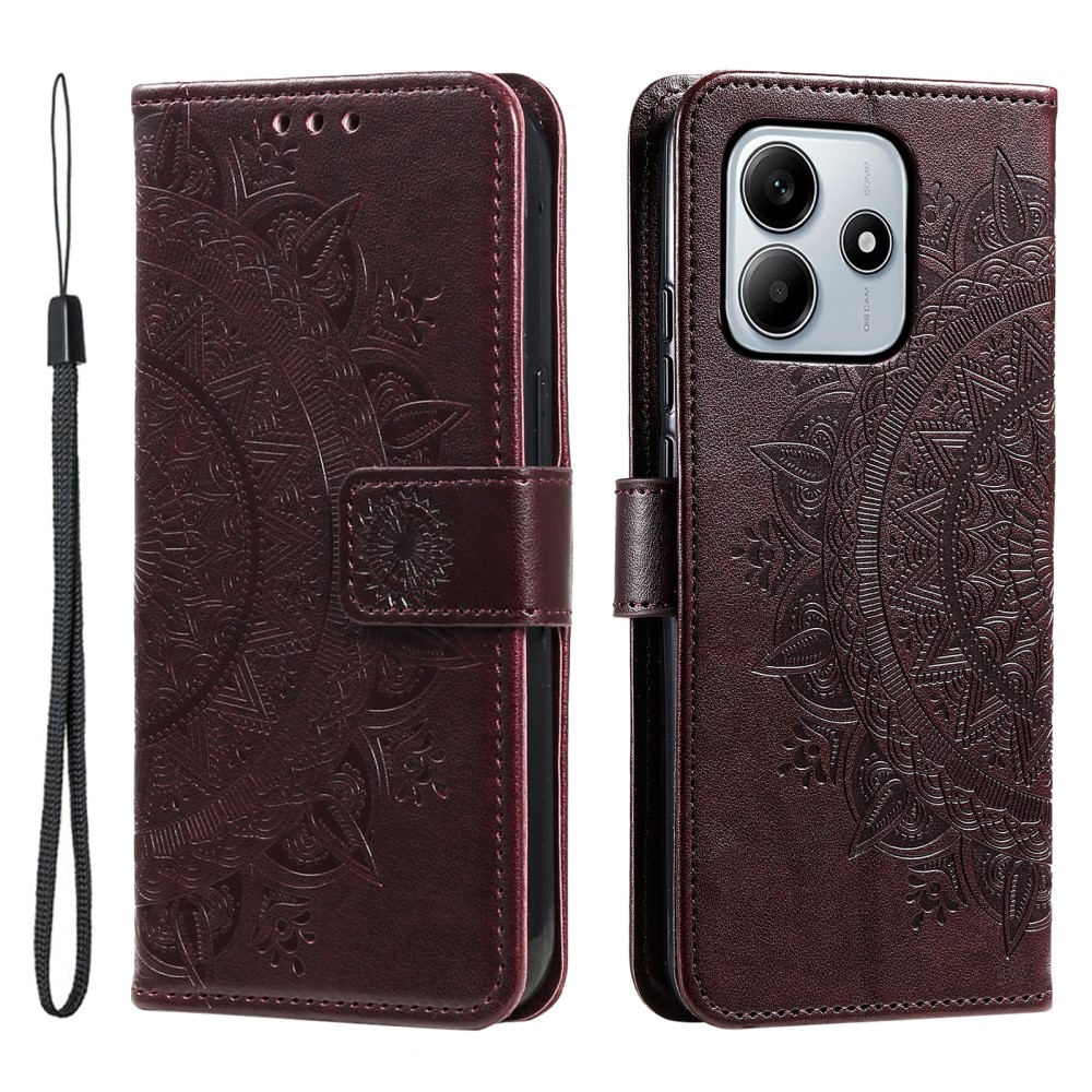  Xiaomi Redmi Note 14 5G Fodral Mandala Läder Brun
