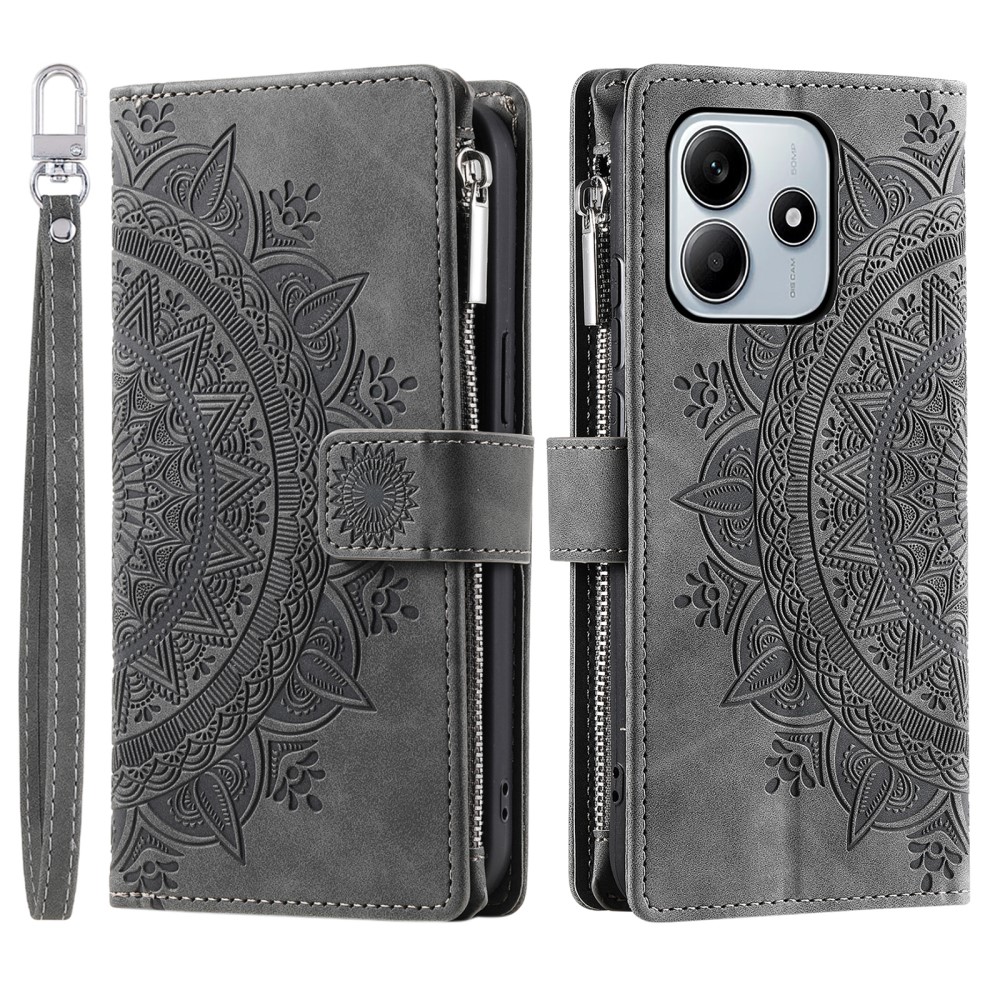 Xiaomi Redmi Note 14 5G Fodral Mandala Läder Grå