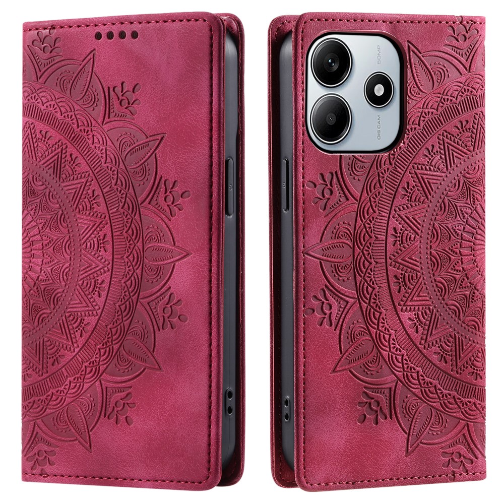  Xiaomi Redmi Note 14 4G Fodral Flip Mandala Läder Rosa