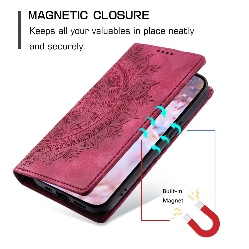  Xiaomi Redmi Note 14 4G Fodral Flip Mandala Läder Rosa