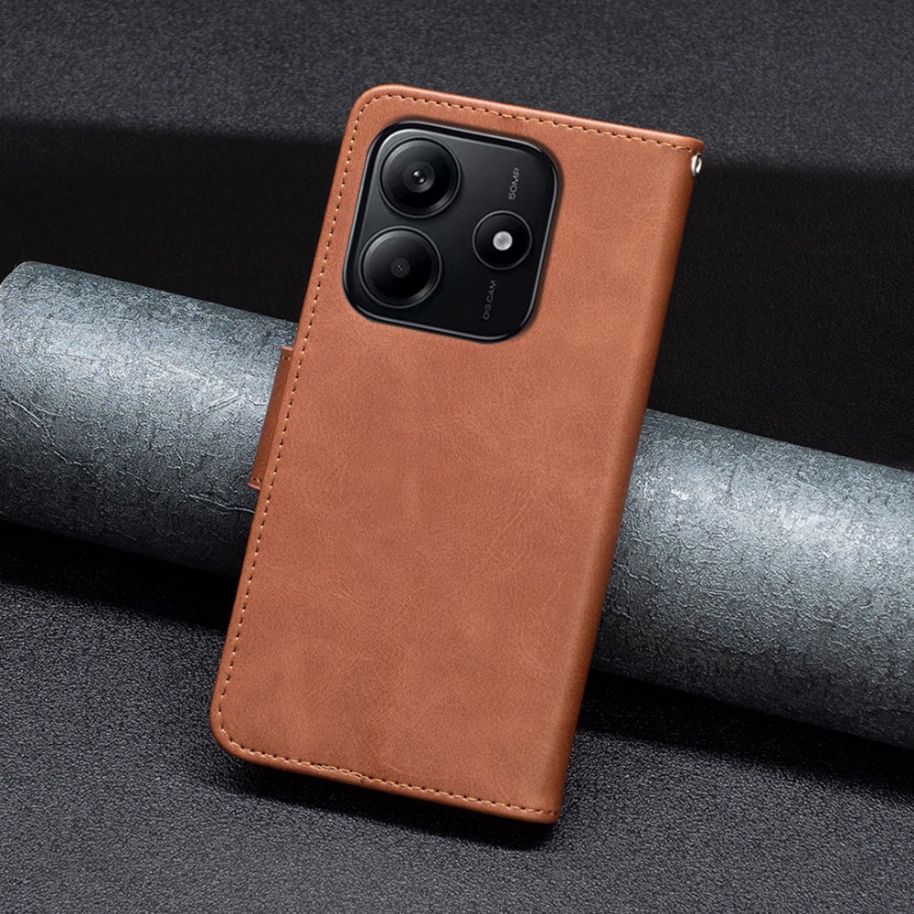  Xiaomi Redmi Note 14 4G Fodral Läder Solid Shark Brun