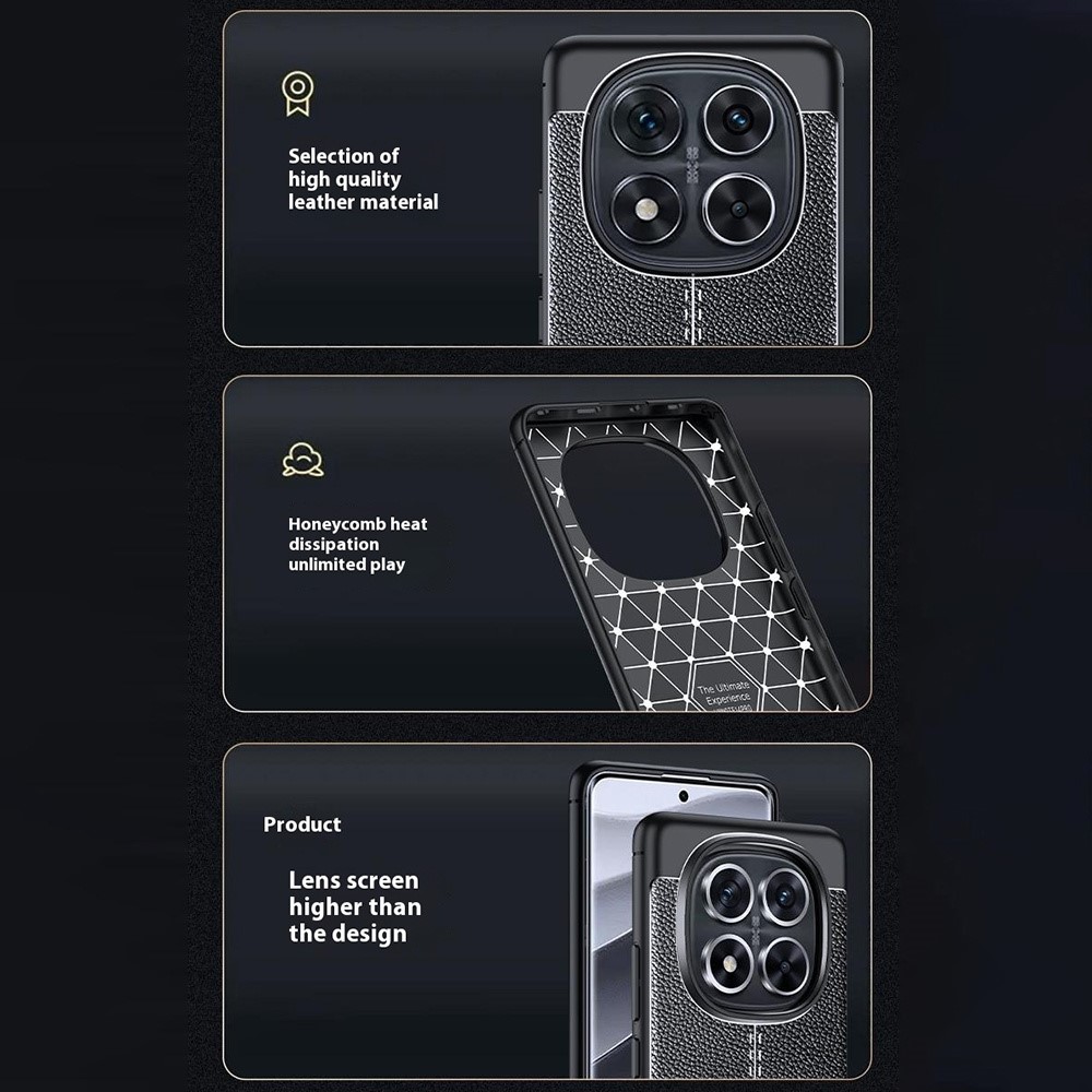  Xiaomi Redmi Note 14 Pro/Pro Plus 5G Skal Litchi Textur Svart