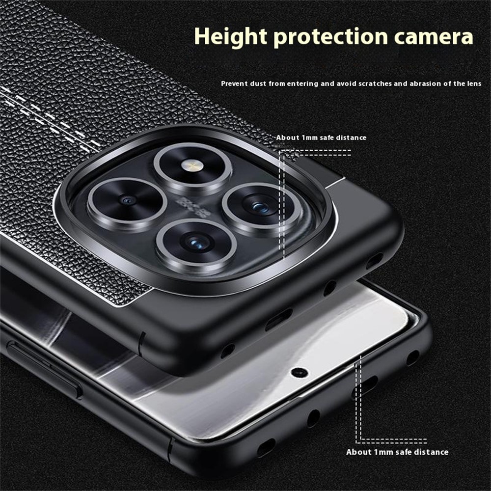  Xiaomi Redmi Note 14 Pro/Pro Plus 5G Skal Litchi Textur Svart
