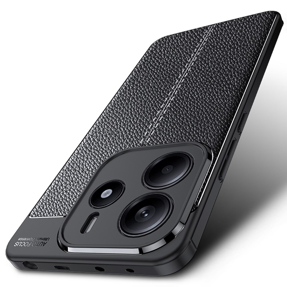  Xiaomi Redmi Note 14 5G Skal Litchi Textur Svart