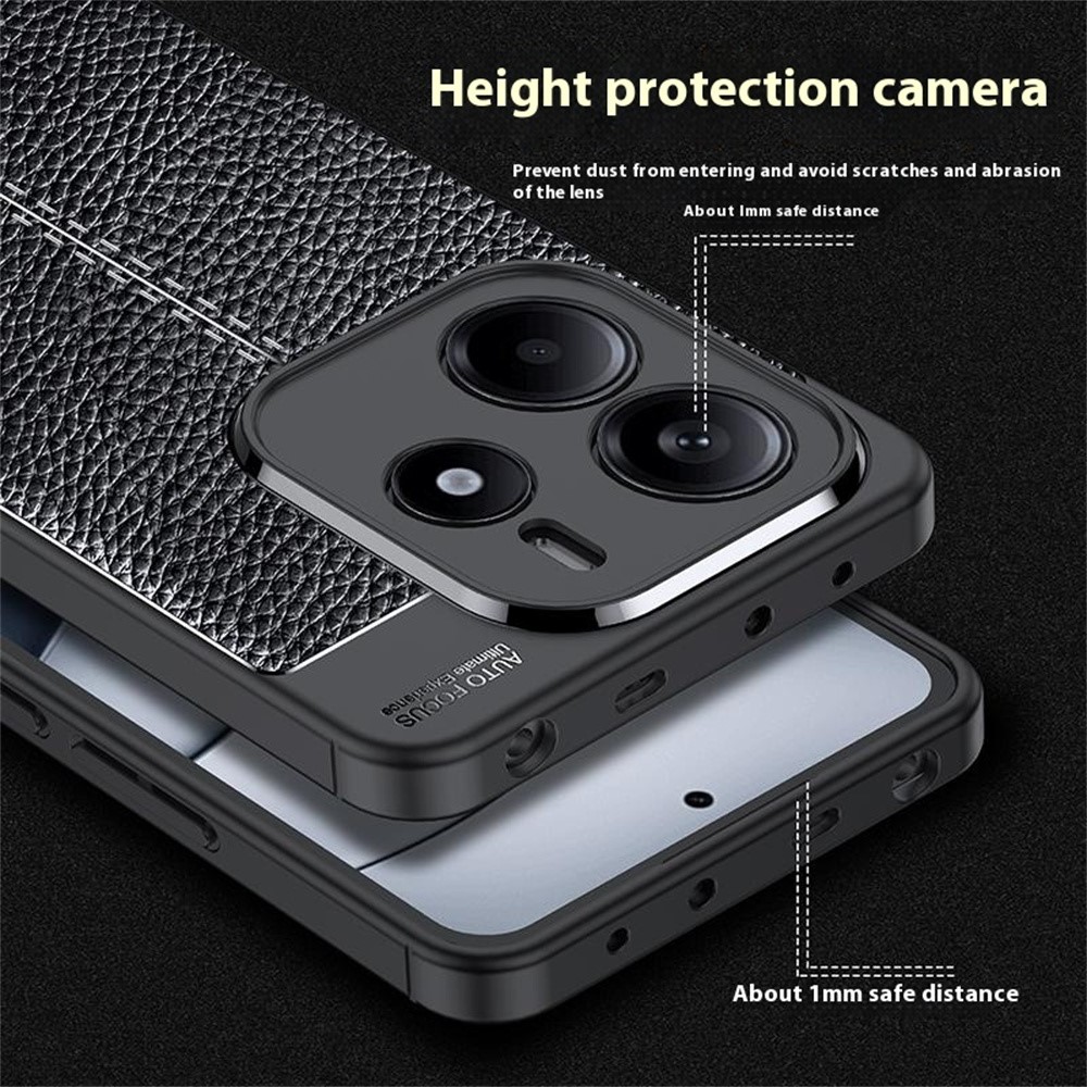  Xiaomi Redmi Note 14 5G Skal Litchi Textur Svart