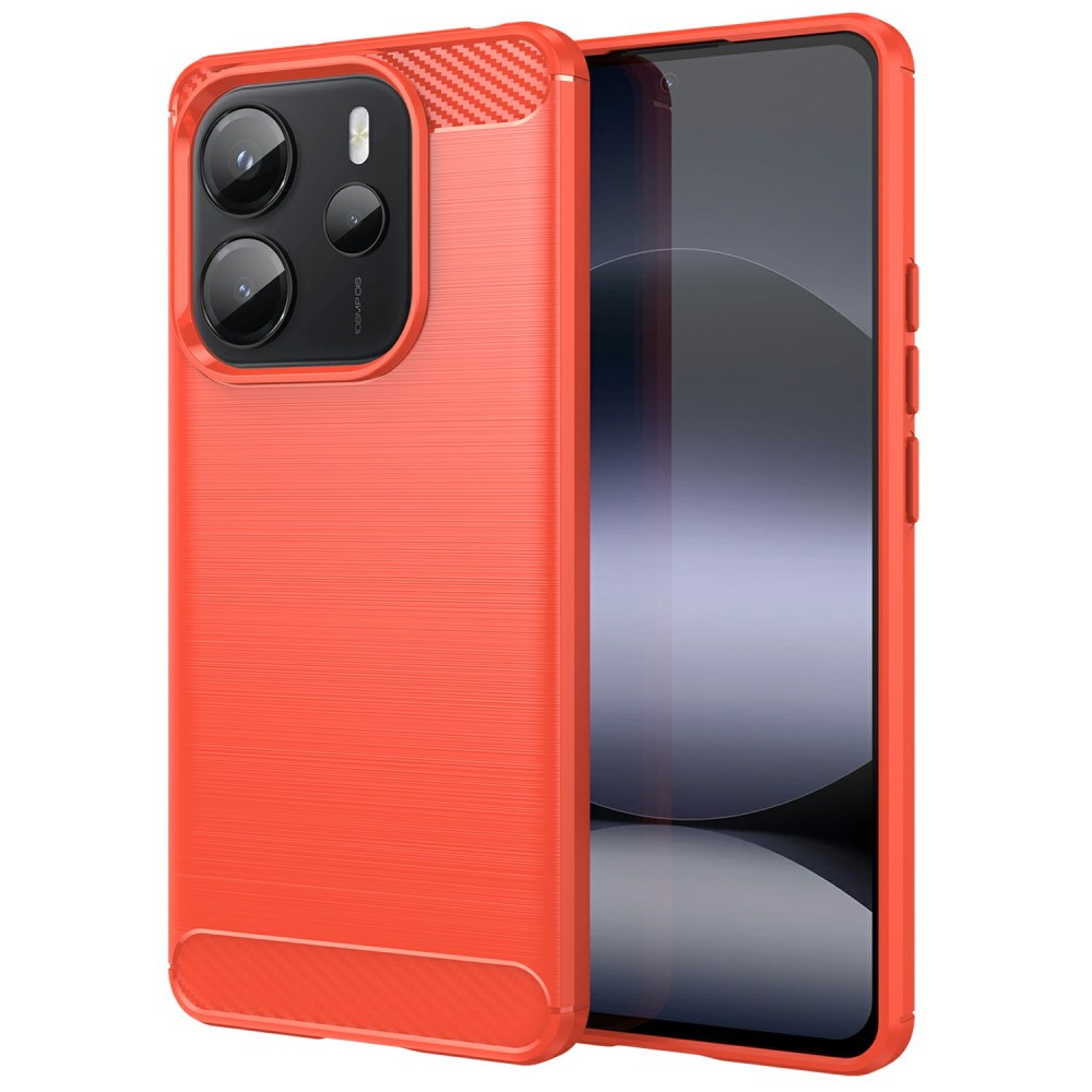  Xiaomi Redmi Note 14 4G Skal Borstad Stål Textur Röd