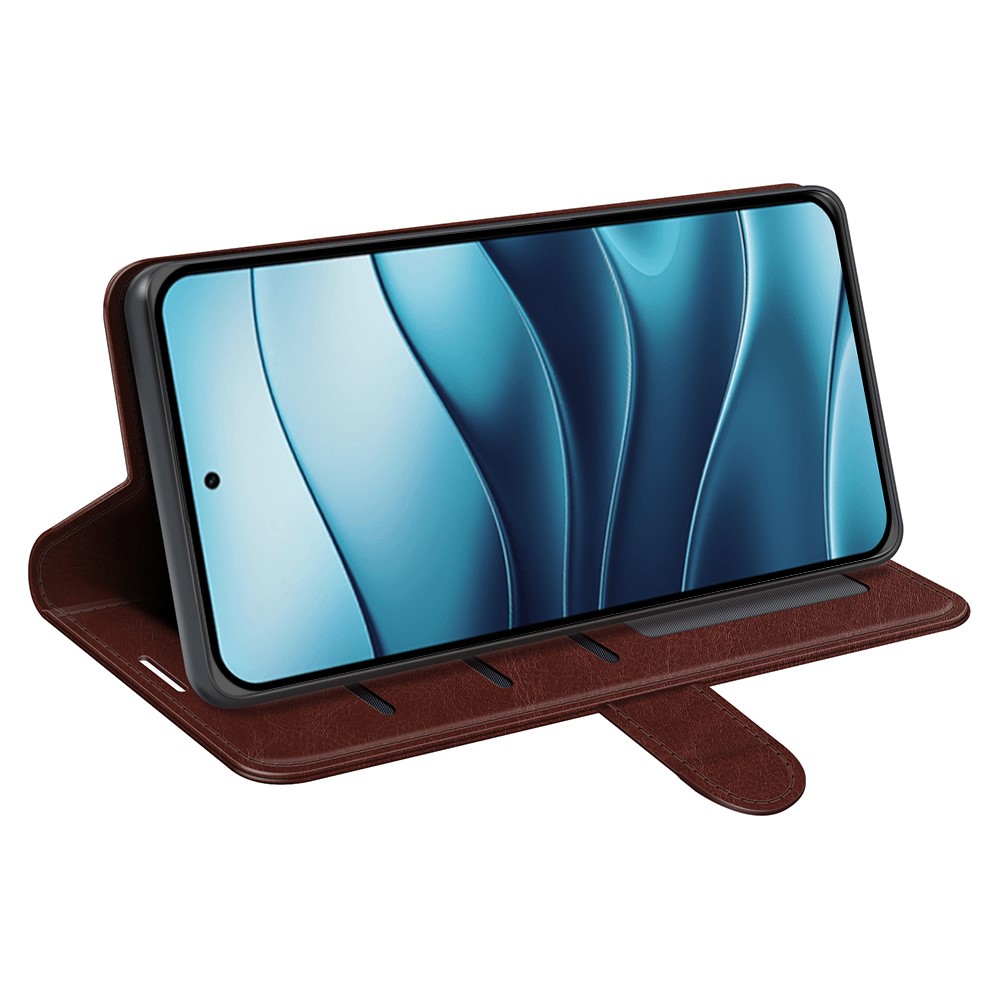  Xiaomi Redmi Note 14 4G Fodral Crazy Horse Läder Brun