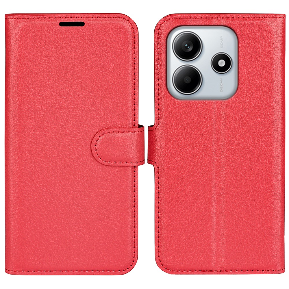  Xiaomi Redmi Note 14 4G Fodral Litchi Läder Röd